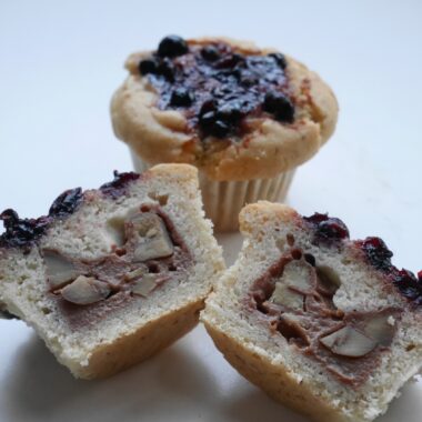 マロンソイクリームと砂糖不使用カシススプレッドのマフィン